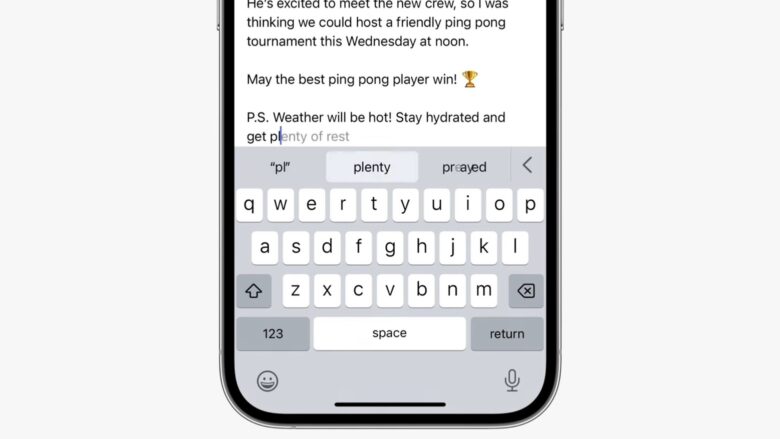 iOS keyboard features 