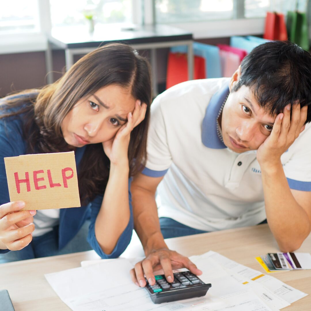 financial stress in relationships: A couple asking for help